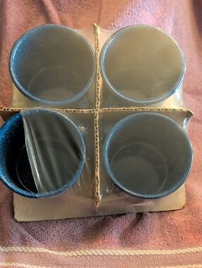 Set of 4 Blue Texsport Enamel Camping Cups